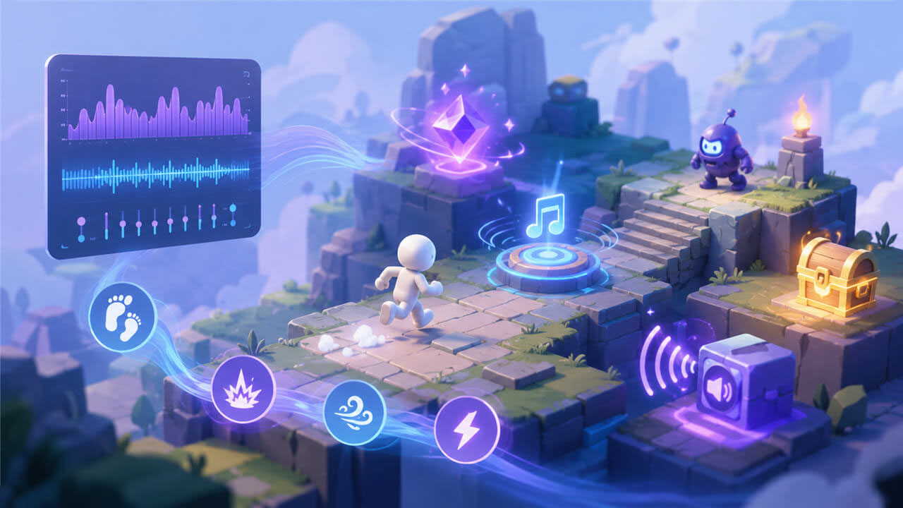 Game developer creating sound effects for game prototypes