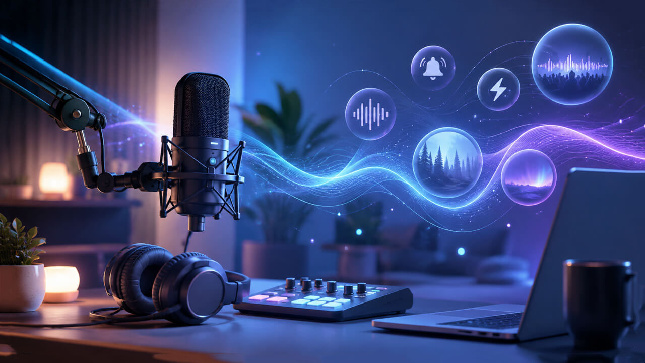 Podcast and streaming creator working with audio effects